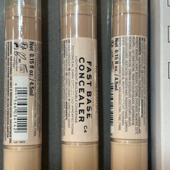 Makeup Revolution Fast Base Concealer Lightweight Buildable Coverage C4 Lot of 3 - Picture 2 of 3